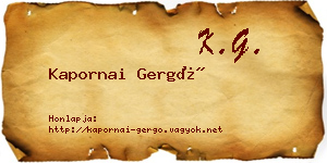 Kapornai Gergő névjegykártya